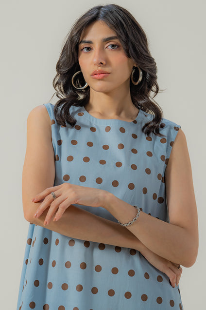 Blue Polka Sleeveless 2 piece